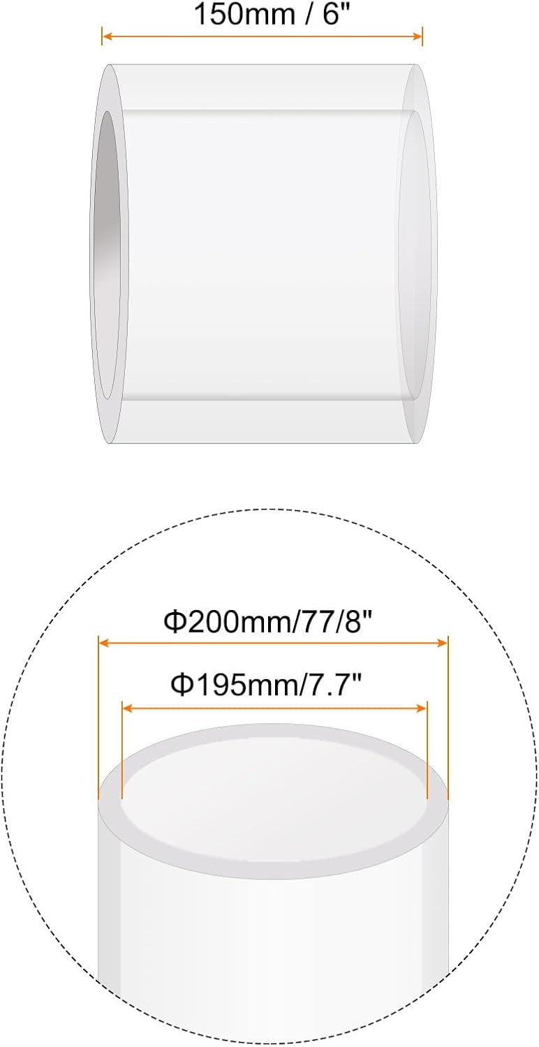 Rebower 6" Clear Plastic Rigid Pipe 195mm ID x 200mm OD (7.7" ID x 7 7/8" OD) Acrylic Round Polycarbonate Tubing, [for Plumbing, Hydraulics, Aquarium] - Image 2